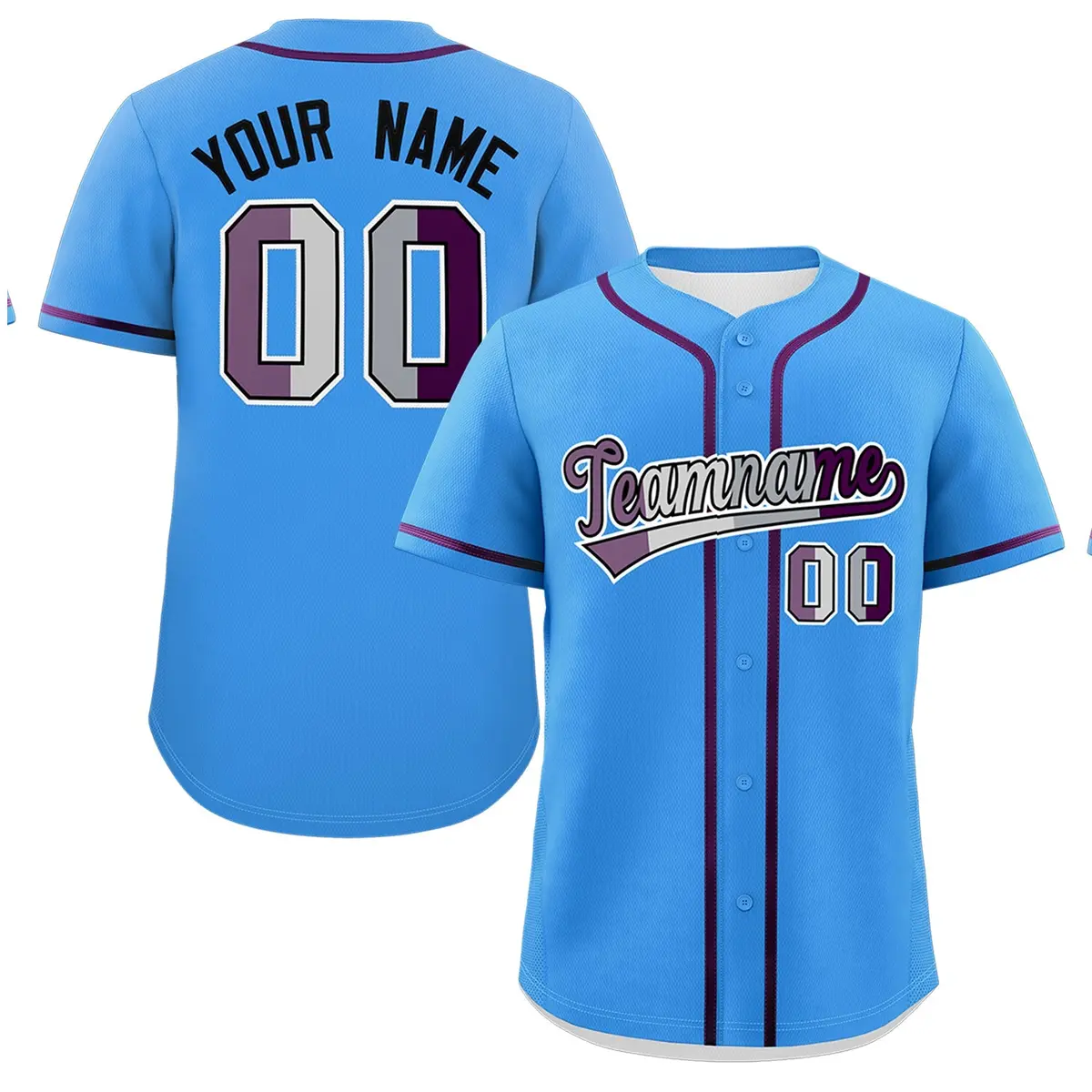 Powder Blue Purple Pride Month Baseball Jersey