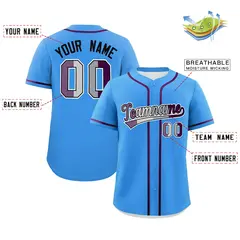 Powder Blue Purple Pride Month Baseball Jersey 2