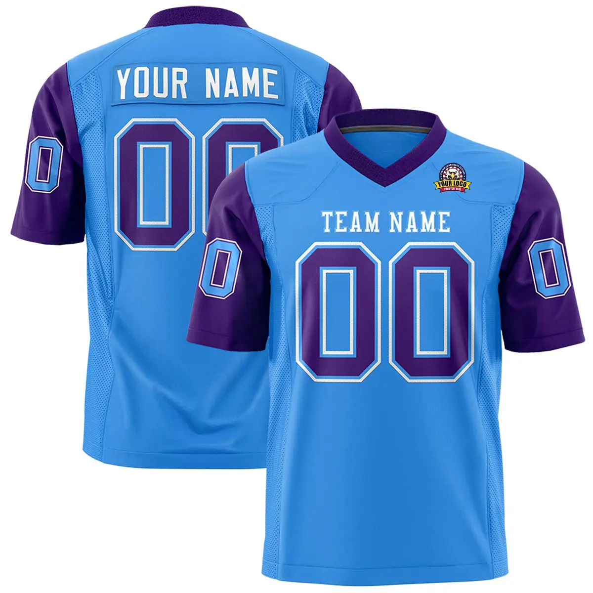 Powder Blue Purple Raglan Sleeves Authentic Football Jersey