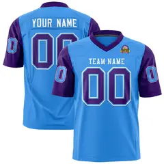 Powder Blue Purple Raglan Sleeves Authentic Football Jersey 1