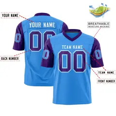 Powder Blue Purple Raglan Sleeves Authentic Football Jersey 2