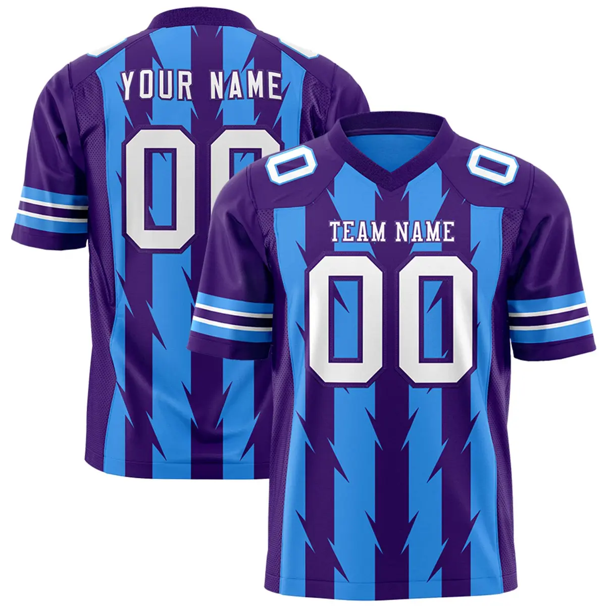 Powder Blue Purple Razr Stripe Graffiti Flag Football Jersey