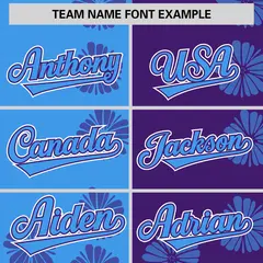 Powder Blue Purple Split Flower Graffiti Baseball Jersey 3