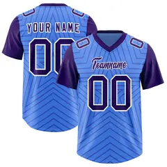Powder Blue Purple Star Pattern Raglan Sleeves Football Jersey 1