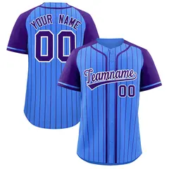 Powder Blue Purple Stripe Raglan Baseball Jersey 1