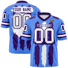 Powder Blue Purple White Graffiti Pattern Flag Football Jersey