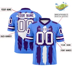 Powder Blue Purple White Graffiti Pattern Flag Football Jersey 2