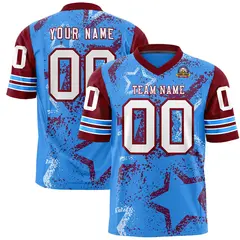 Powder Blue Purple-White Star Pattern Football Jersey