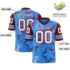 Powder Blue Purple-White Star Pattern Football Jersey 2
