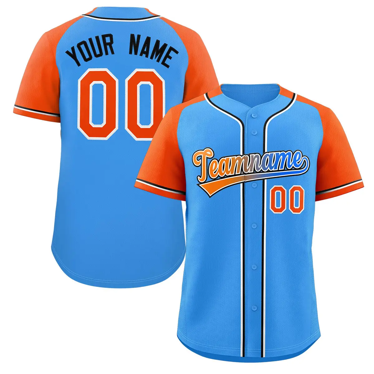 Powder Blue Raglan Sleeve Authentic Baseball Jersey