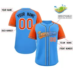 Powder Blue Raglan Sleeve Authentic Baseball Jersey 2