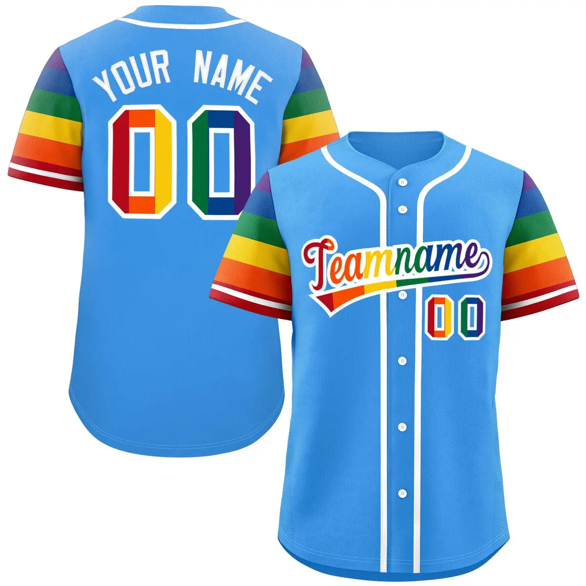 Powder Blue Rainbow Pride Month Raglan Baseball Jersey