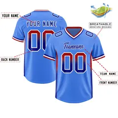 Powder Blue Red and Royal Gradient Sides Football Jersey 2