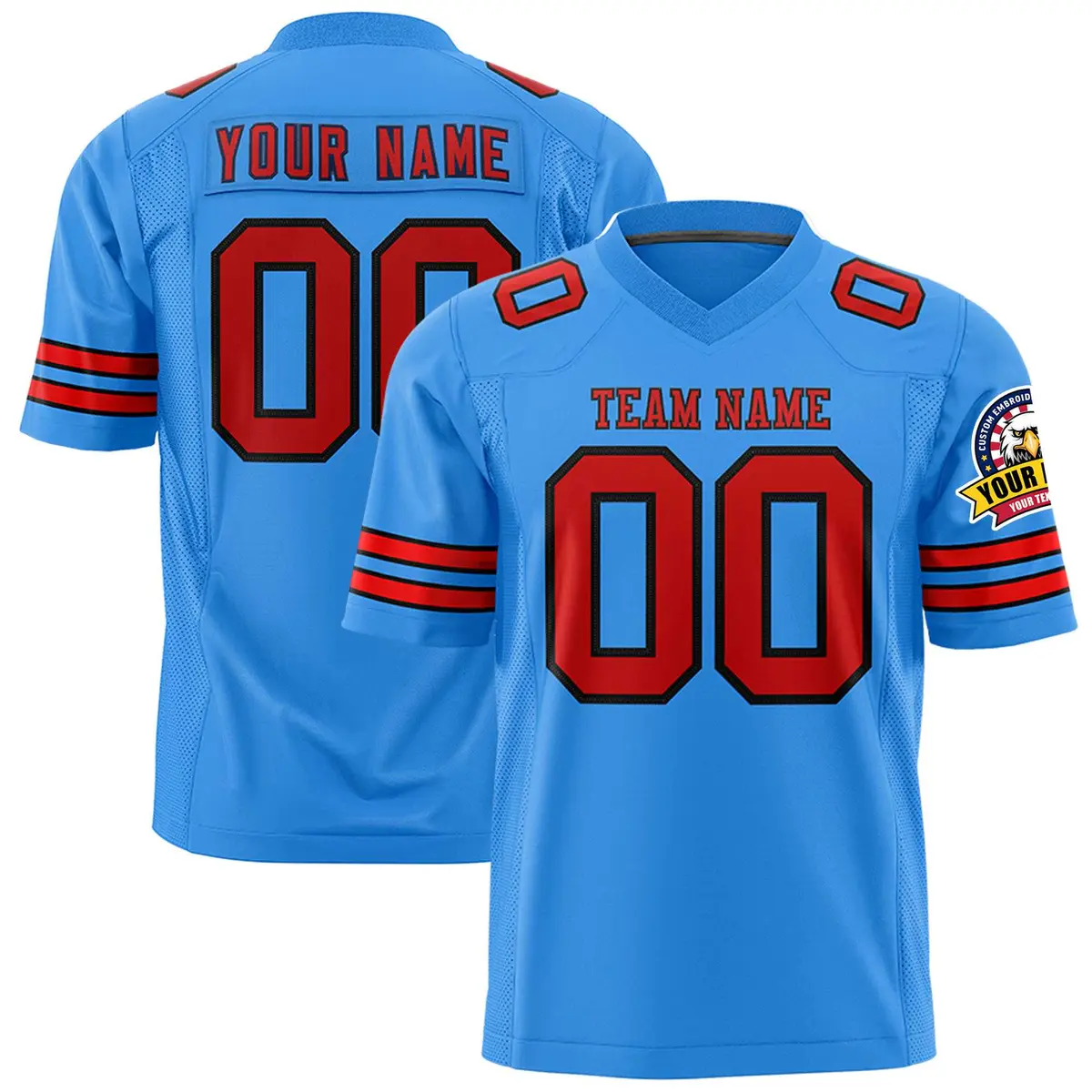 Powder Blue Red-Black Classic Authentic Football Jersey