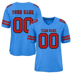 Powder Blue Red-Black Classic Mesh Authentic Football Jersey 1