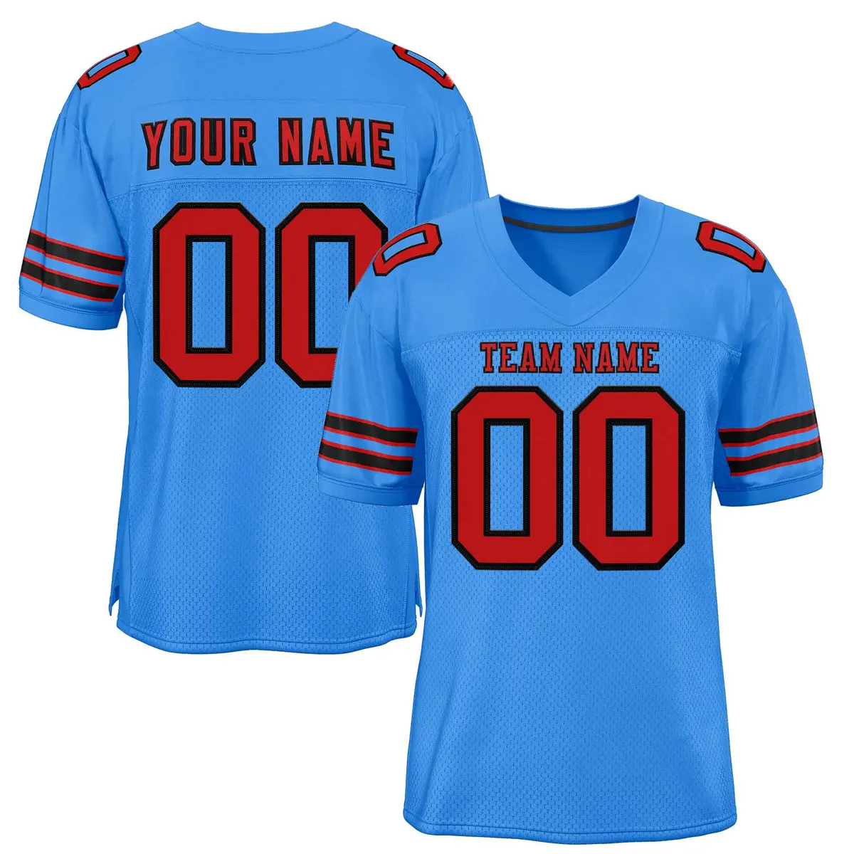 Powder Blue Red-Black Football Jersey