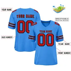 Powder Blue Red-Black Football Jersey 2