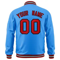 Powder Blue Red-Black Varsity Full-Zip Letterman Bomber Jacket 4