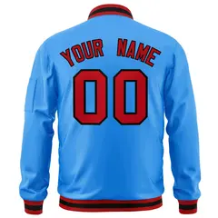 Powder Blue Red-Black Varsity Full-Zip Letterman Bomber Jacket 4