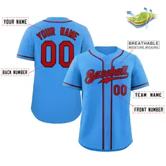 Powder Blue Red Navy Classic Authentic Baseball Jersey 2