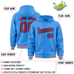 Powder Blue Red-Navy Classic Varsity Letterman Jacket Hoodie 4