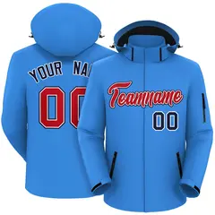 Powder Blue Red-Navy Classic Waterproof Jacket 1