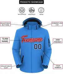 Powder Blue Red-Navy Classic Waterproof Jacket 2