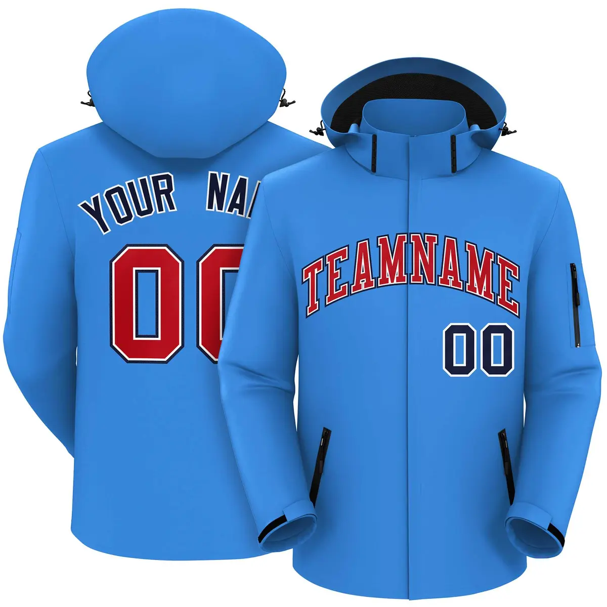 Powder Blue Red-Navy Classic Waterproof Jacket
