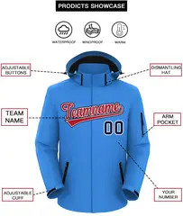 Powder Blue Red-Navy Classic Waterproof Jacket 2
