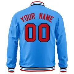 Powder Blue Red-Navy Varsity Full-Zip Letterman Jacket 4