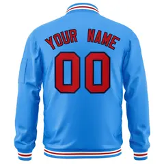 Powder Blue Red-Navy Varsity Full-Zip Letterman Jacket 4