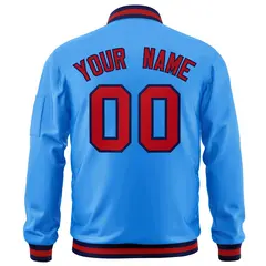 Powder Blue Red-Navy Varsity Full-Zip Letterman Jacket 4