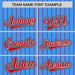 Powder Blue Red Pinstripe Raglan Varsity Letterman Baseball Jacket 3