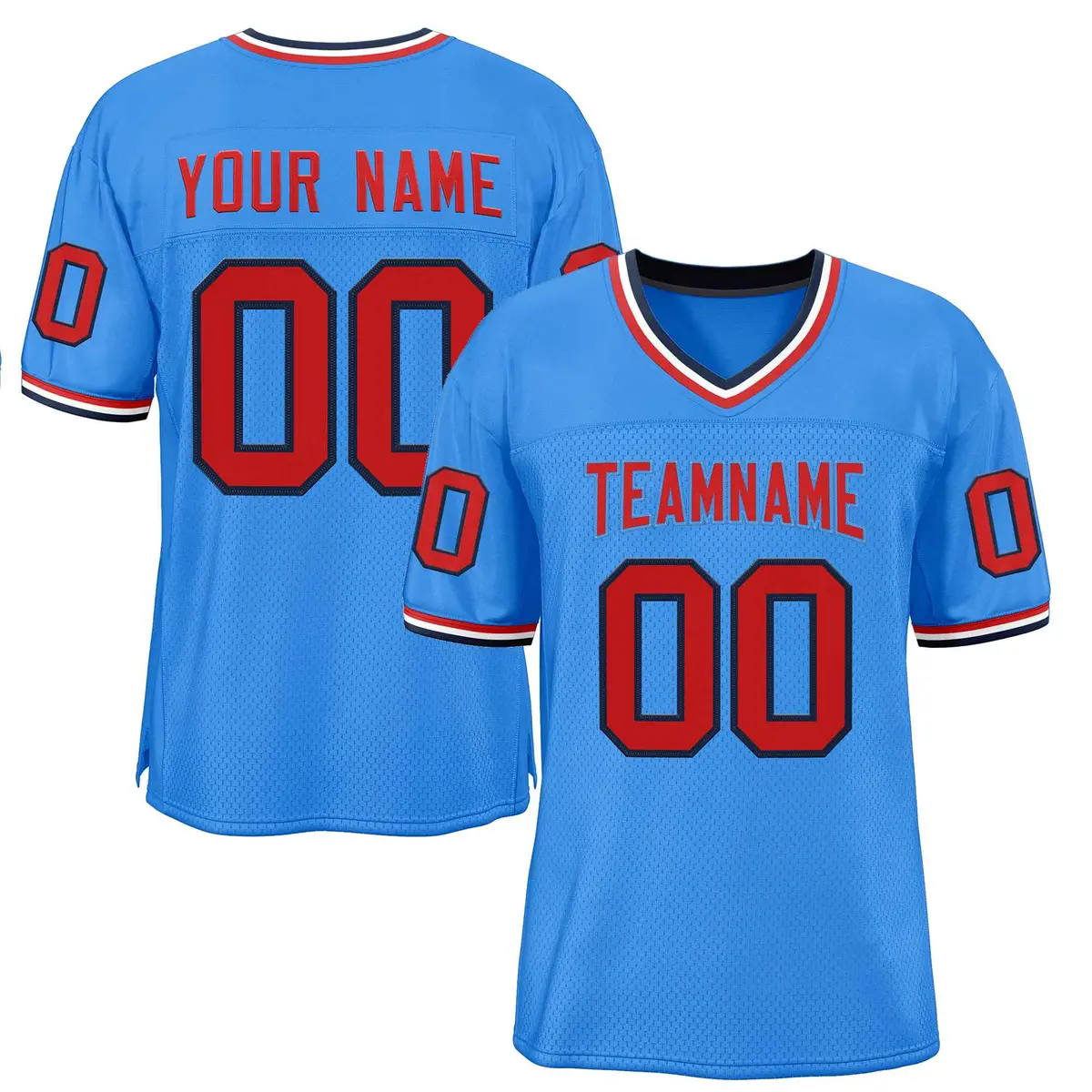 Powder Blue Red-Powder Blue Football Jersey