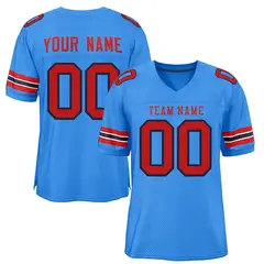 Powder Blue Red-Powder Blue Mesh Football Jersey