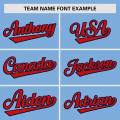Powder Blue Red Raglan Sleeve Authentic Baseball Jersey 3