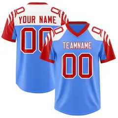 Powder Blue Red Raglan Sleeves Authentic Football Jersey