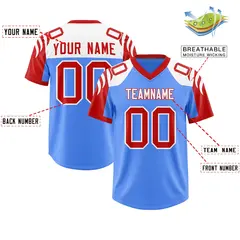 Powder Blue Red Raglan Sleeves Authentic Football Jersey 2