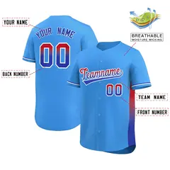 Powder Blue Red-Royal Gradient Side Baseball Jersey 2