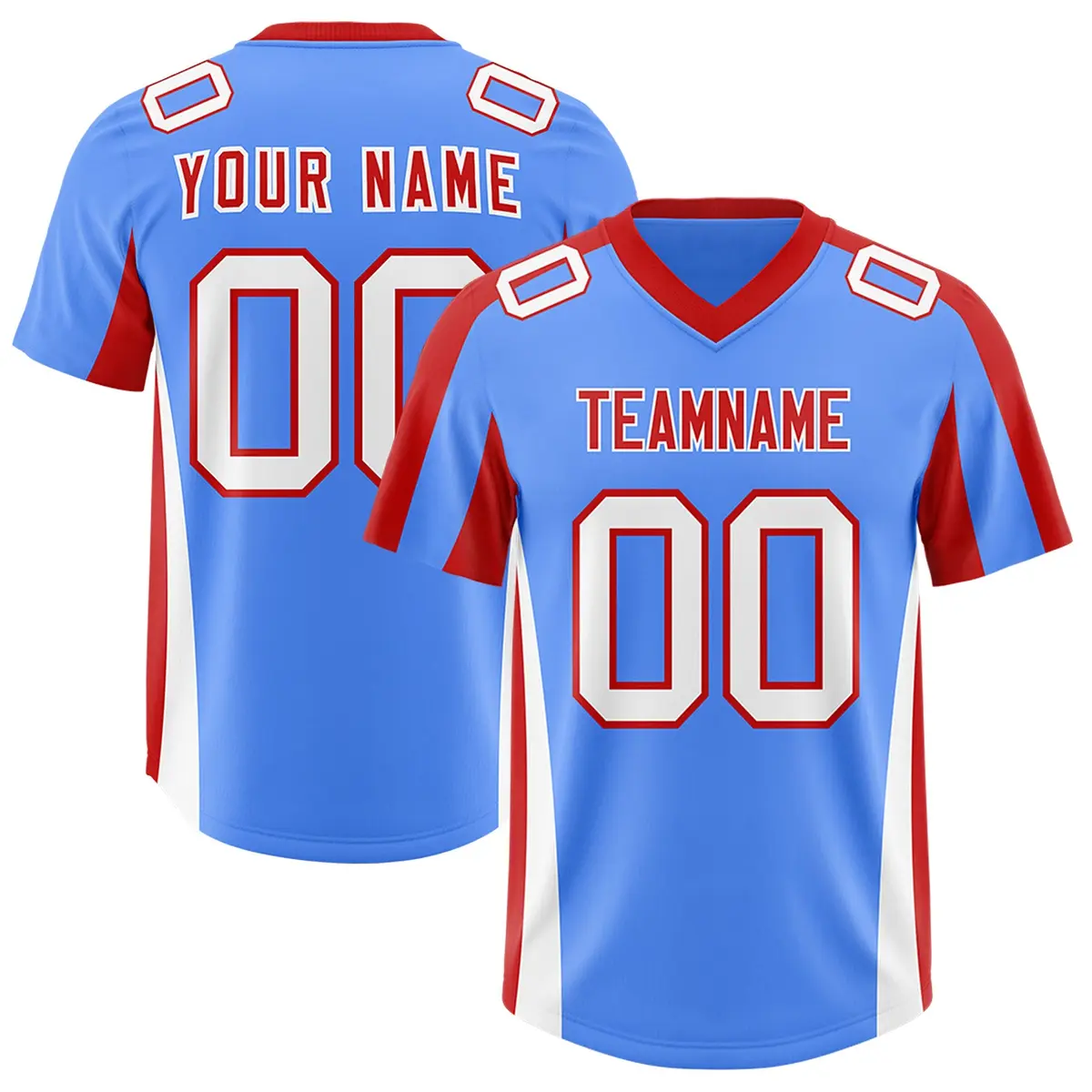 Powder Blue Red Side Stripe Authentic Football Jersey
