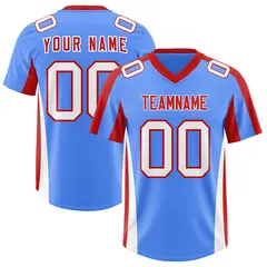 Powder Blue Red Side Stripe Authentic Football Jersey 1