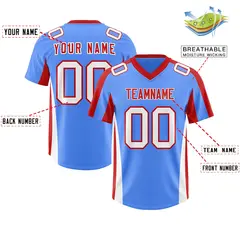 Powder Blue Red Side Stripe Authentic Football Jersey 2