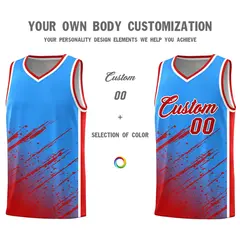 Powder Blue Red Splash Basketball Kit for School 3