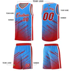 Powder Blue Red Splash Basketball Kit for School 5