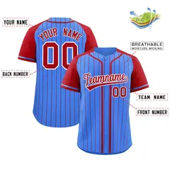 Powder Blue Red Stripe Raglan Baseball Jersey 2