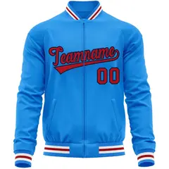 Powder Blue Red Varsity Full-Zip Letterman Baseball Jacket 5