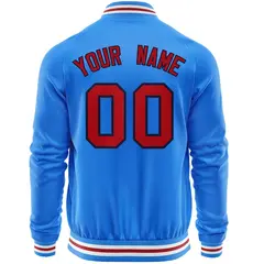 Powder Blue Red Varsity Full-Zip Letterman Baseball Jacket 6