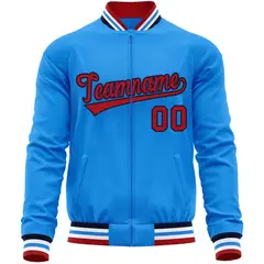 Powder Blue Red Varsity Full-Zip Letterman Baseball Jacket 5
