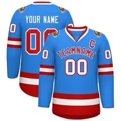 Powder Blue Red-White Classic Hockey Jersey 1