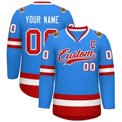 Powder Blue Red-White Classic Hockey Jersey